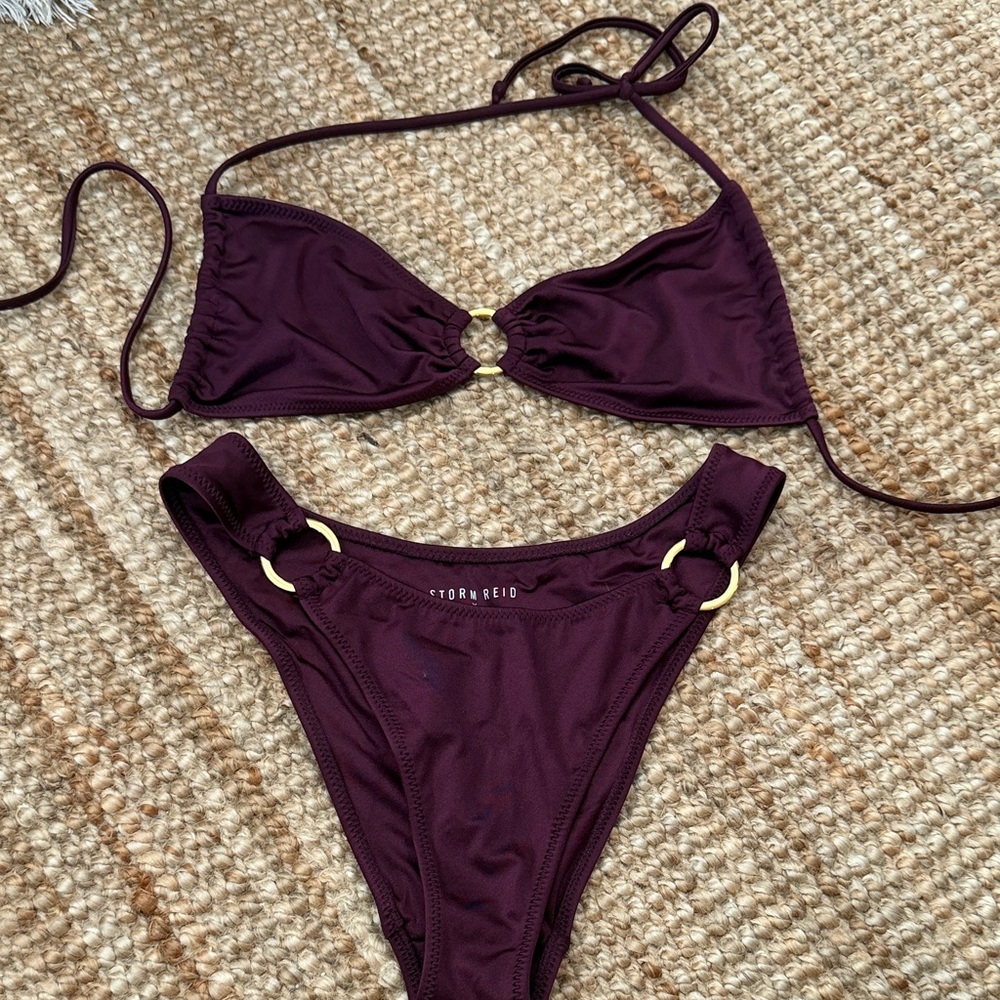 PacSun Dark Purple Bikini Set with Gold Rings